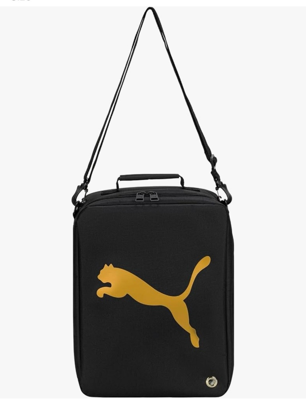 Puma Prowl Black Shoulder Shoe Bag with Gold Logo with Ventilation.